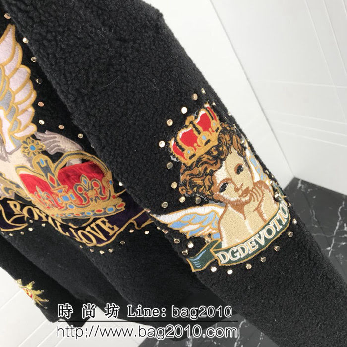DＧ杜嘉班納 18ss秋冬新款 愛神丘比特刺繡圖案 羊羔毛白色長袖衣 情侶款 ydi1849